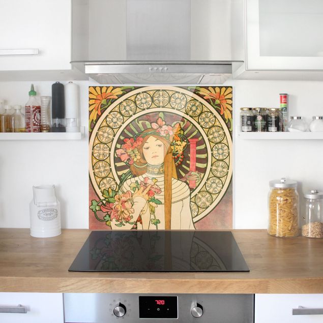 Spatscherm keuken Alfons Mucha - Poster For La Trappistine