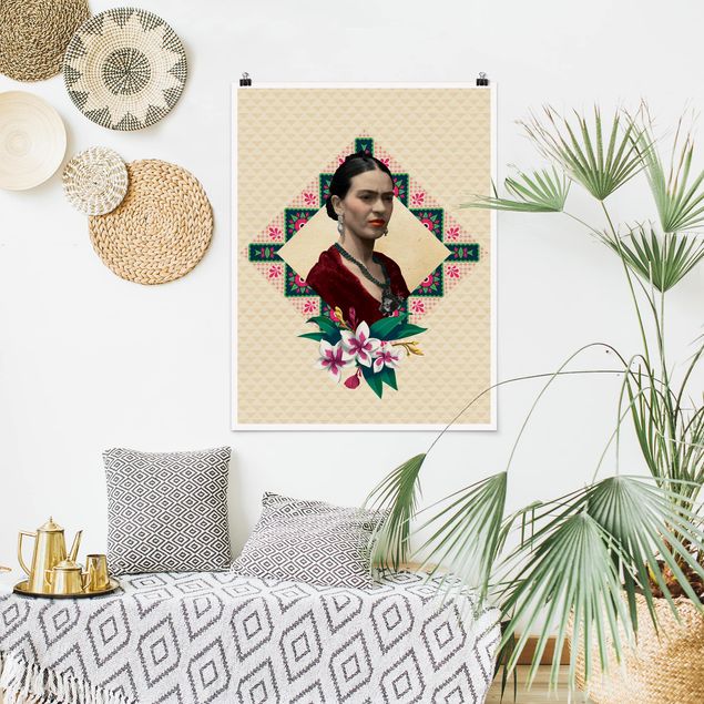 Posters Frida Kahlo - Flowers And Geometry