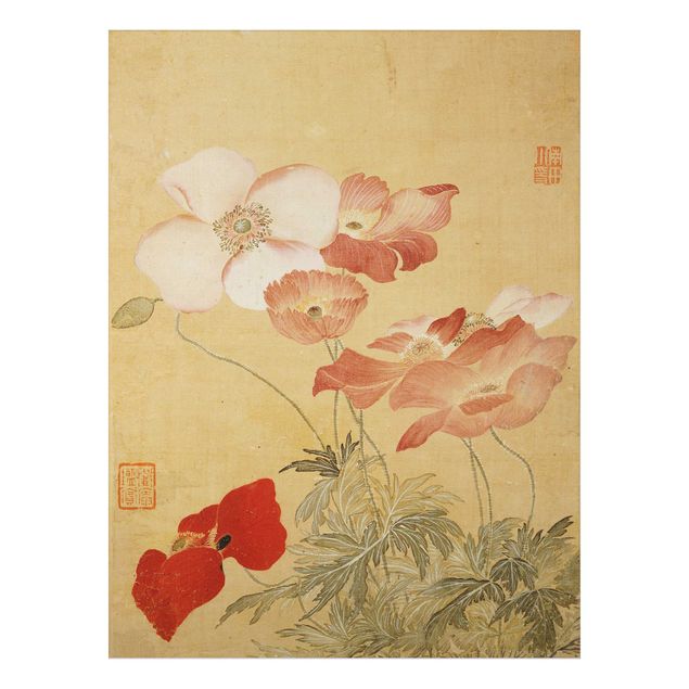 Aluminium Dibond schilderijen Yun Shouping - Poppy Flower