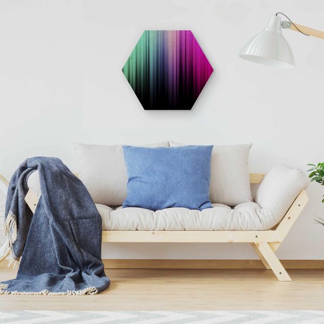 Hexagons houten schilderijen Rainbow Display