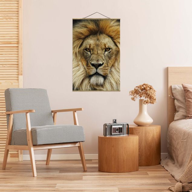Stoffen schilderij met posterlijst Wisdom Of Lion