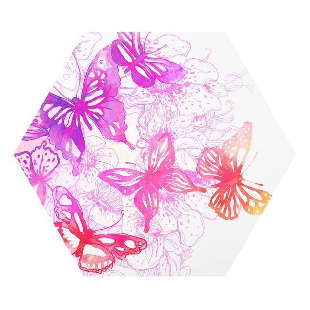 Hexagons Forex schilderijen Butterfly Dream