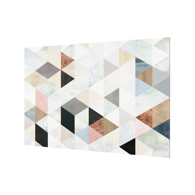 Spatscherm keuken Watercolor Mosaic With Triangles I