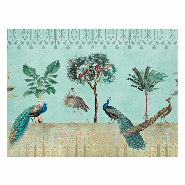 Magneetborden Vintage Collage - Tropical Bird With Palm Trees