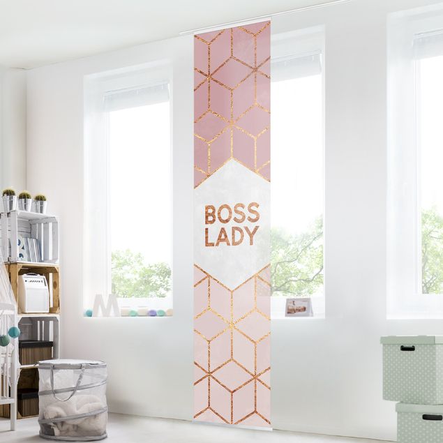 Schuifgordijnen Boss Lady Hexagons Pink