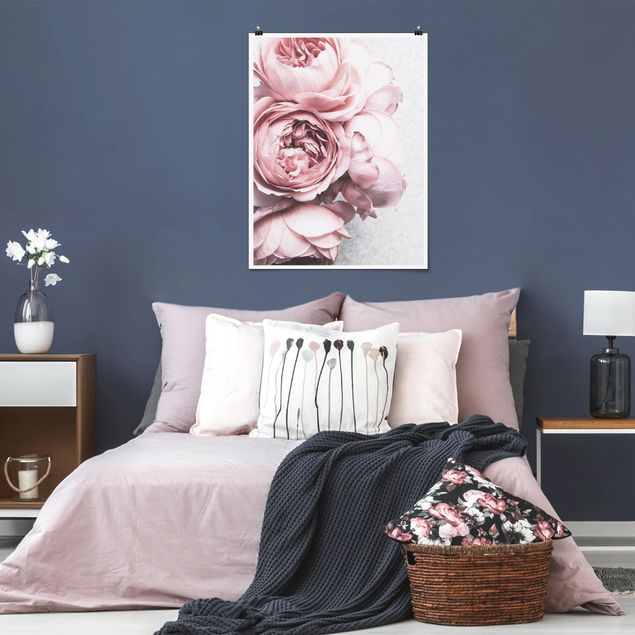 Posters Light Pink Peony Flowers Shabby Pastel