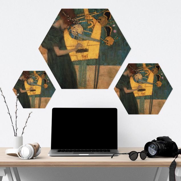 Hexagons Aluminium Dibond schilderijen Gustav Klimt - Music