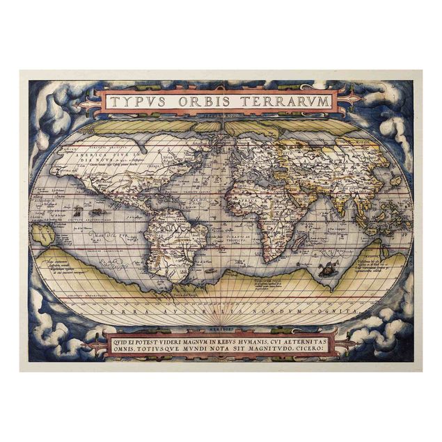 Aluminium Dibond schilderijen Historic World Map Typus Orbis Terrarum