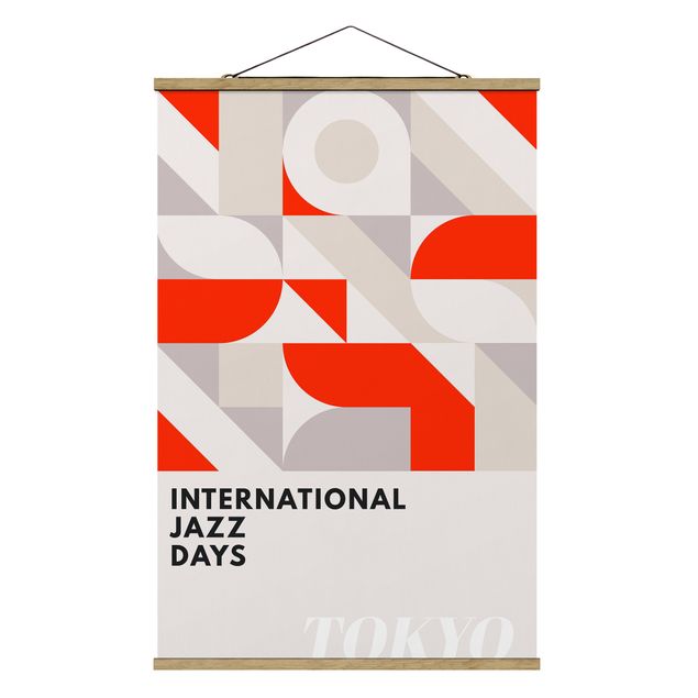 Stoffen schilderij met posterlijst Jazz Days Tokyo