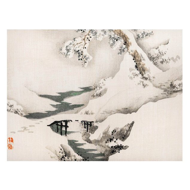 Magneetborden Asian Vintage Drawing Winter Landscape