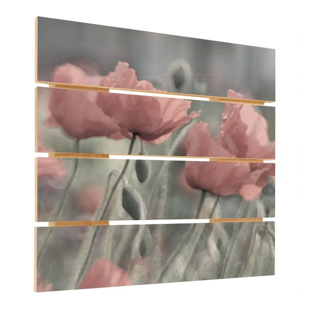 Houten schilderijen op plank Picturesque Poppy