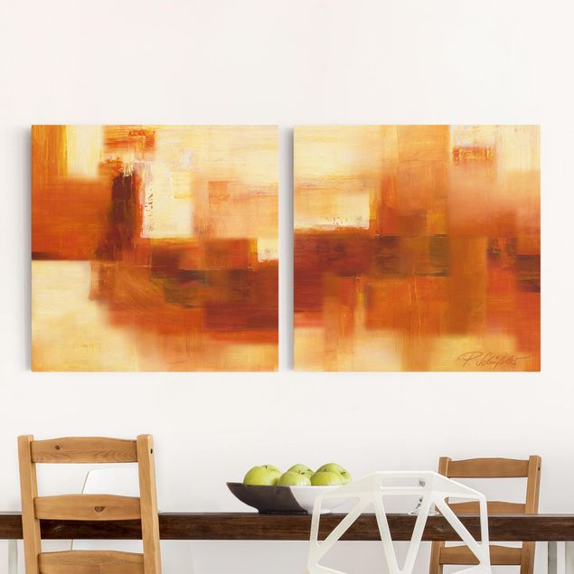 Canvas schilderijen - 2-delig  Composition In Orange And Brown