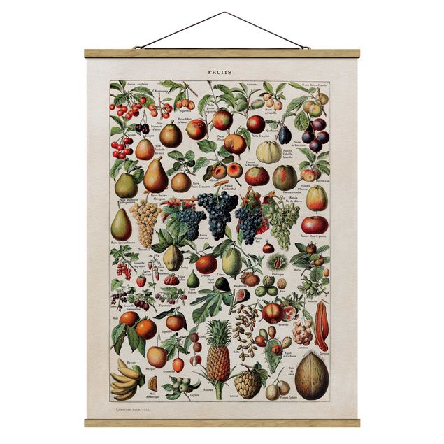 Stoffen schilderij met posterlijst Vintage Board Fruits