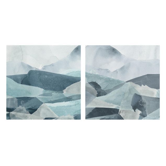 Canvas schilderijen - 2-delig  Waves In Blue Set I