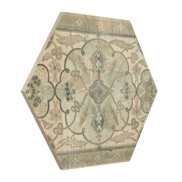 Hexagons houten schilderijen Wood Panels Persian Vintage II