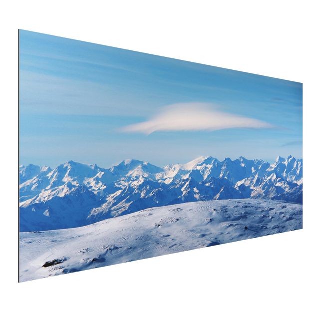 Aluminium Dibond schilderijen Snowy Mountain Landscape