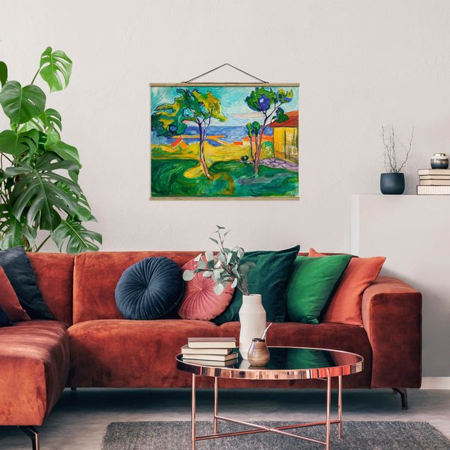 Stoffen schilderij met posterlijst Edvard Munch - The Garden In Åsgårdstrand