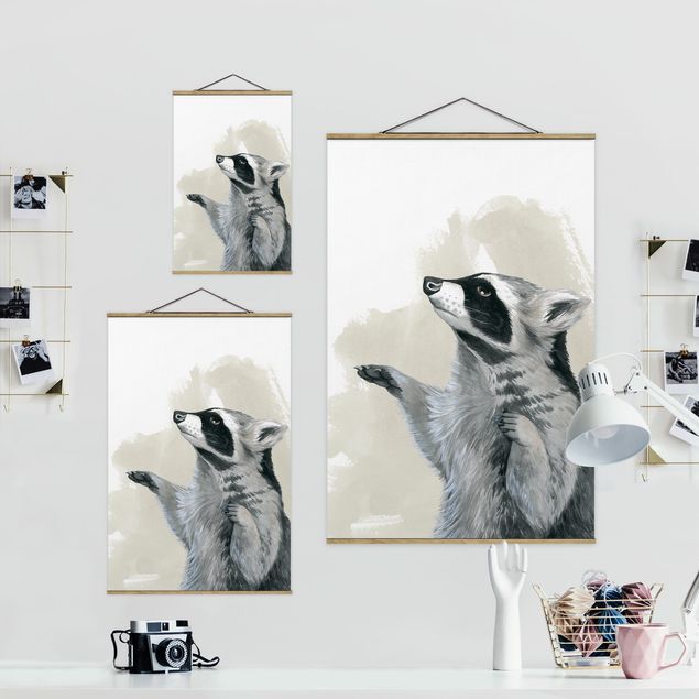 Stoffen schilderij met posterlijst Forest Friends - Raccoon