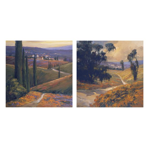 Canvas schilderijen - 2-delig  Landscape In The Afternoon Set I