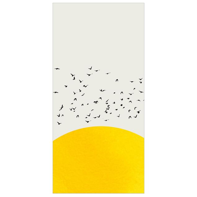 Ruimteverdeler Flock Of Birds In Front Of Yellow Sun