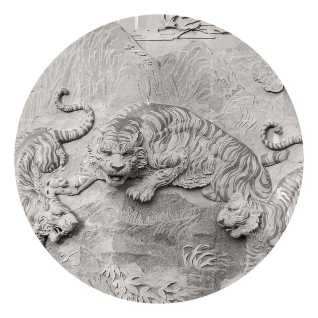 Behangcirkel Chinoiserie Tiger In Stone Look