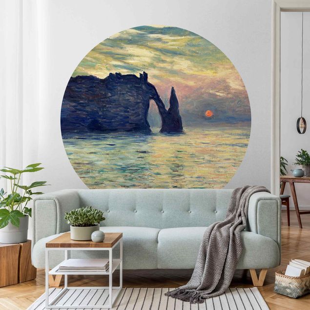 Behangcirkel Claude Monet - The Cliff, Étretat, Sunset