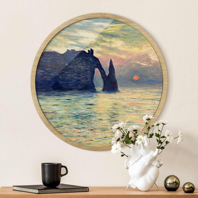 Gerahmte Bilder Rund Claude Monet - Rock Sunset