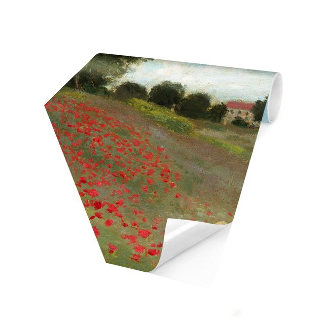 Hexagon Behang Claude Monet - Poppy Field At Argenteuil