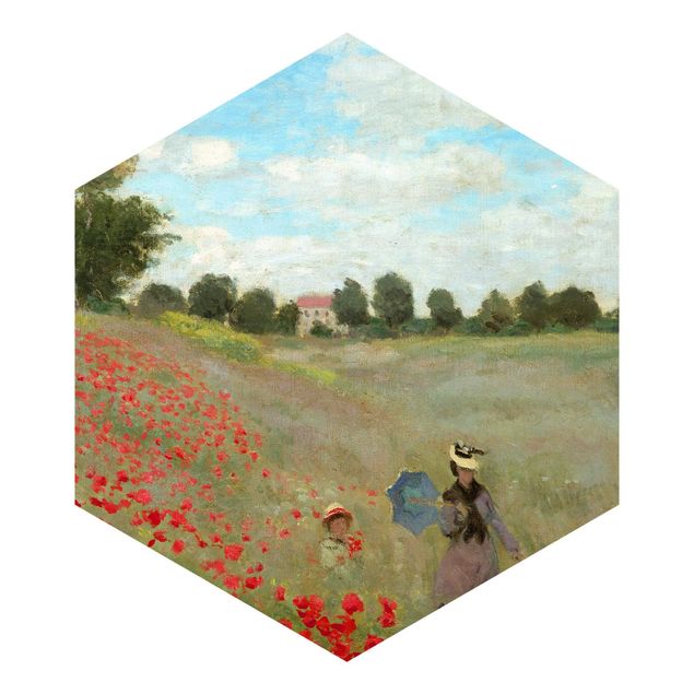 Hexagon Behang Claude Monet - Poppy Field At Argenteuil