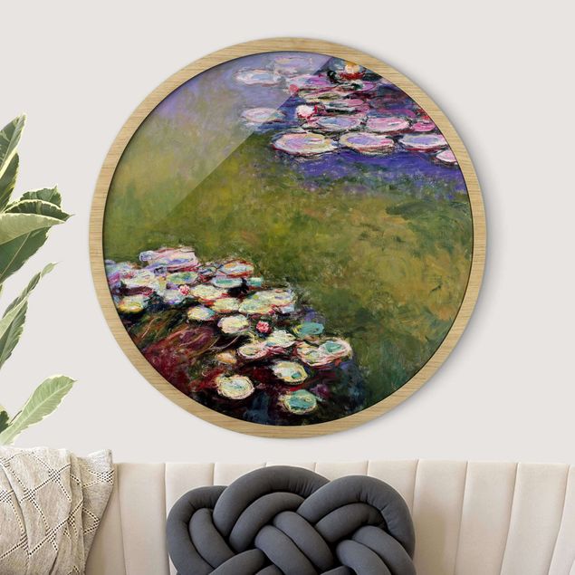 Runde Bilder mit Rahmen Claude Monet - Water Lilies