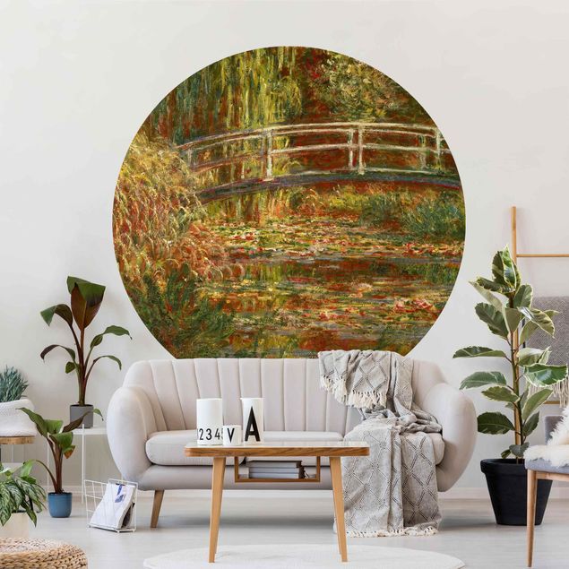 Behangcirkel Claude Monet - Waterlily Pond And Japanese Bridge (Harmony In Pink)