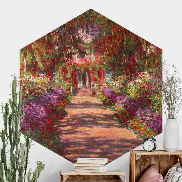 Hexagon Behang Claude Monet - Pathway In Monet's Garden At Giverny