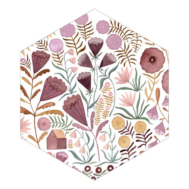 Hexagon Behang - Claudia Voglhuber - Sea Of Flowers