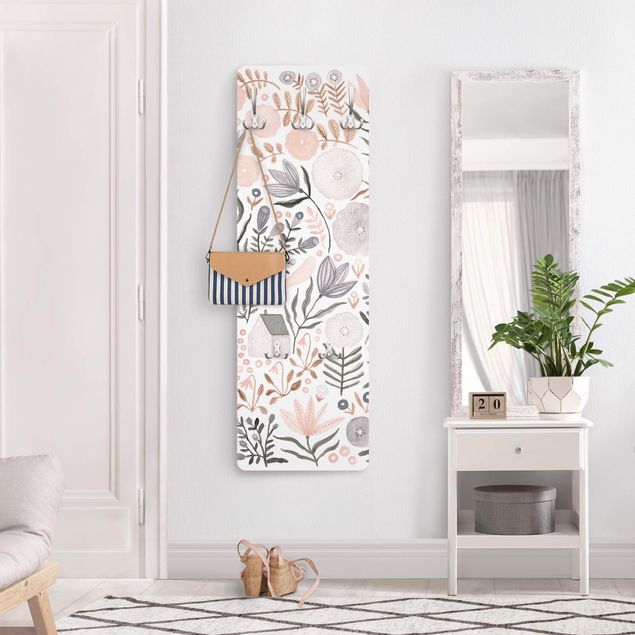 Wandkapstokken houten paneel - Claudia Voglhuber - Sea of Flowers Pink