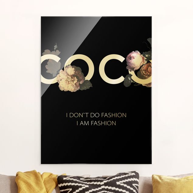 Glas Magnetboard COCO - I dont´t do fashion Roses Black