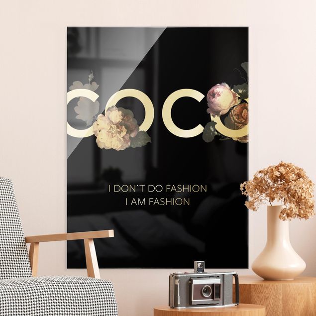 Glasschilderijen COCO - I dont´t do fashion Roses Black