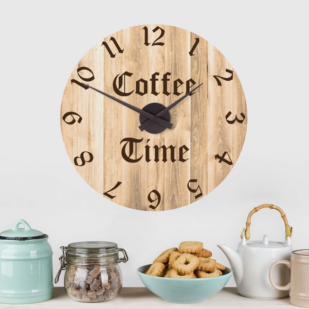 Muurstickers koffie Coffee Time Clock