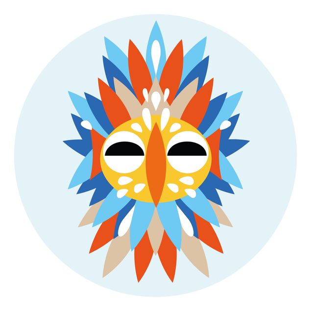 Behangcirkel Collage Ethnic Mask - Parrot