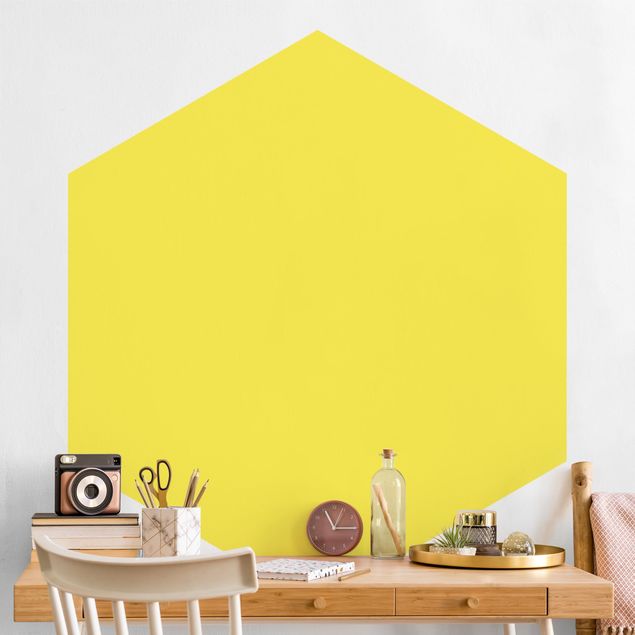 Hexagon Behang Colour Lemon Yellow