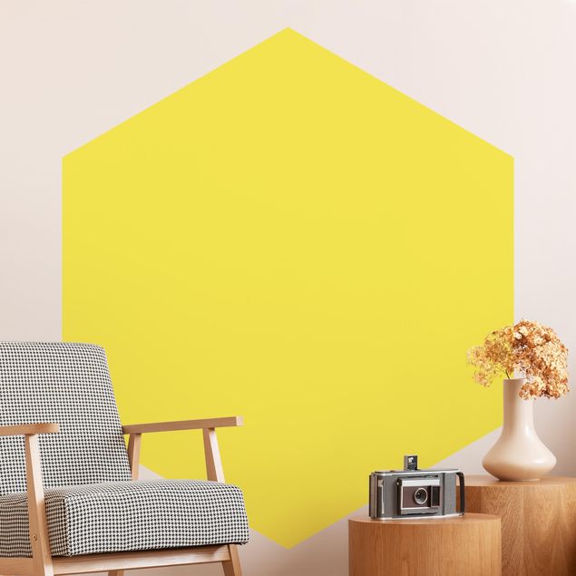 Hexagon Behang Colour Lemon Yellow