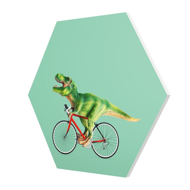 Hexagons Forex schilderijen Dinosaur With Bicycle