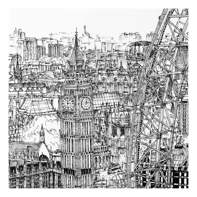 Spatscherm keuken City Study - London Eye