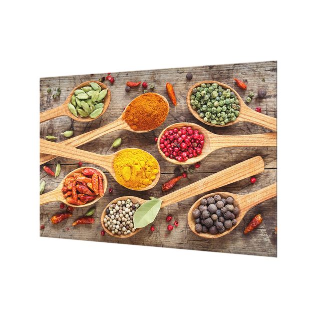 Spatscherm keuken Spices On Wooden Spoon
