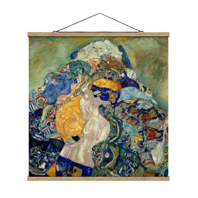 Stoffen schilderij met posterlijst Gustav Klimt - Baby (cradle)