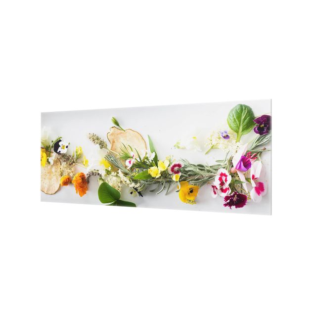 Spatscherm keuken Fresh Herbs With Edible Flowers