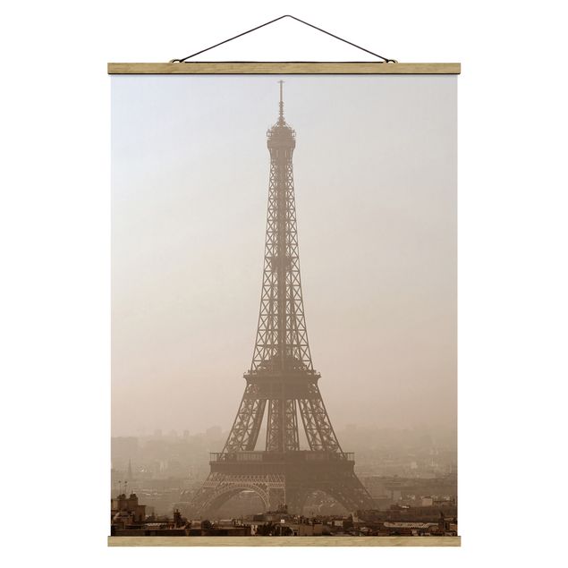 Stoffen schilderij met posterlijst Tour Eiffel