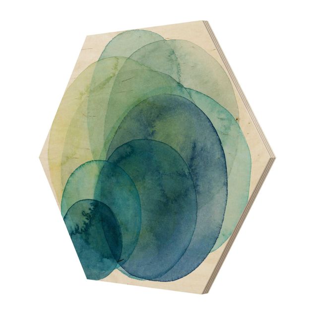 Hexagons houten schilderijen Big Bang - Green