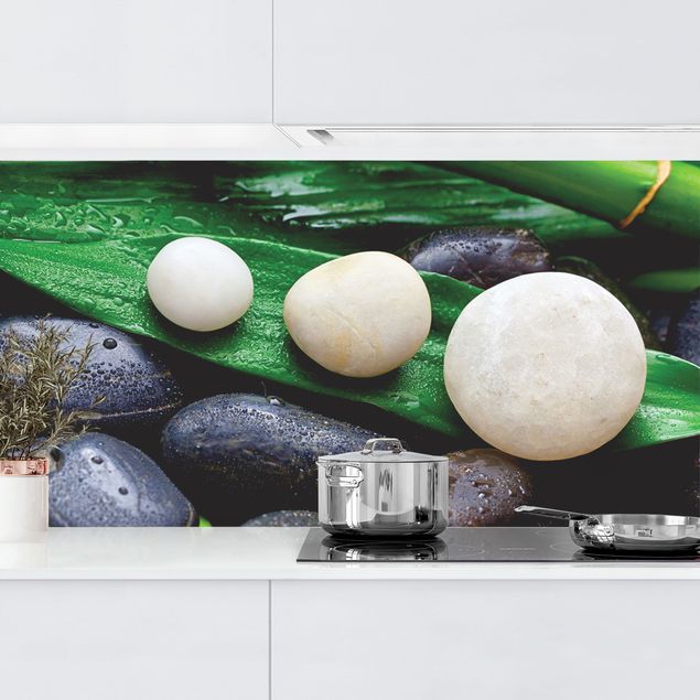 Achterwand voor keuken bloemen Green Bamboo With Zen Stones