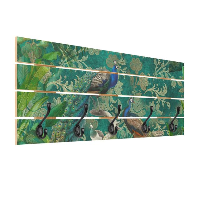 Wandkapstokken houten pallet Shabby Chic Collage - Noble Peacock II