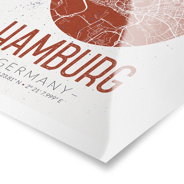 Posters Hamburg City Map - Retro